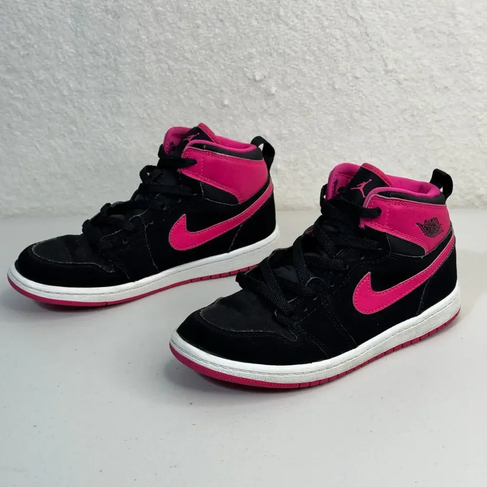 Nike Air Jordan 1 Retro High Top GG Vivid Pink & Black Sneakers Kids Size 3Y